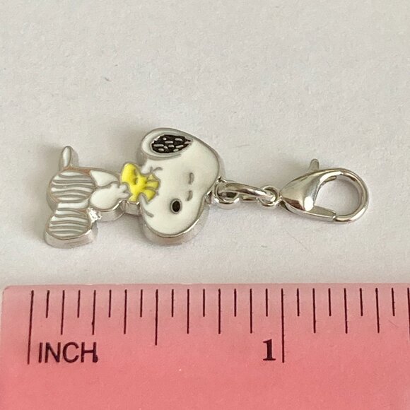 Peanuts Snoopy Woodstock Clip On Charm Zipper Pull Purse Charm Signed Enamel - Picture 8 of 8